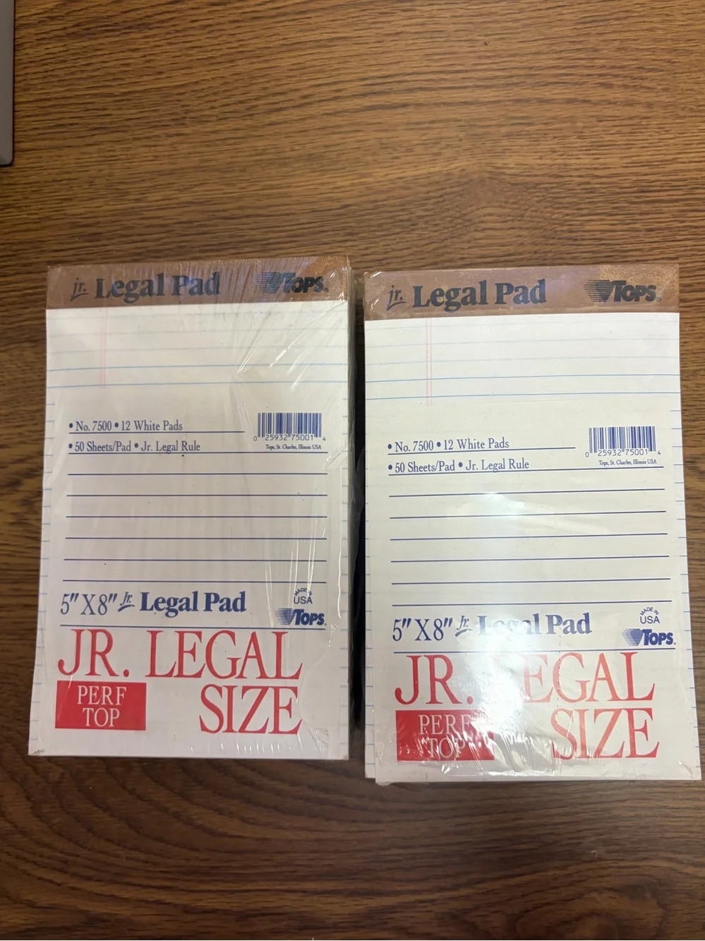 24 Tops Jr. Legal Size White Pads 5” x 8” – 2 Sealed Packs
